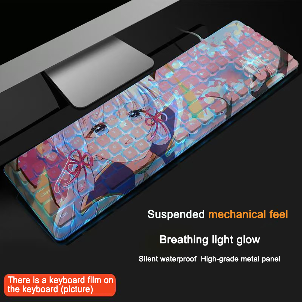 Gaming Accessories Cute - Gaming Keyboard 104 Keys Genshin Impact
