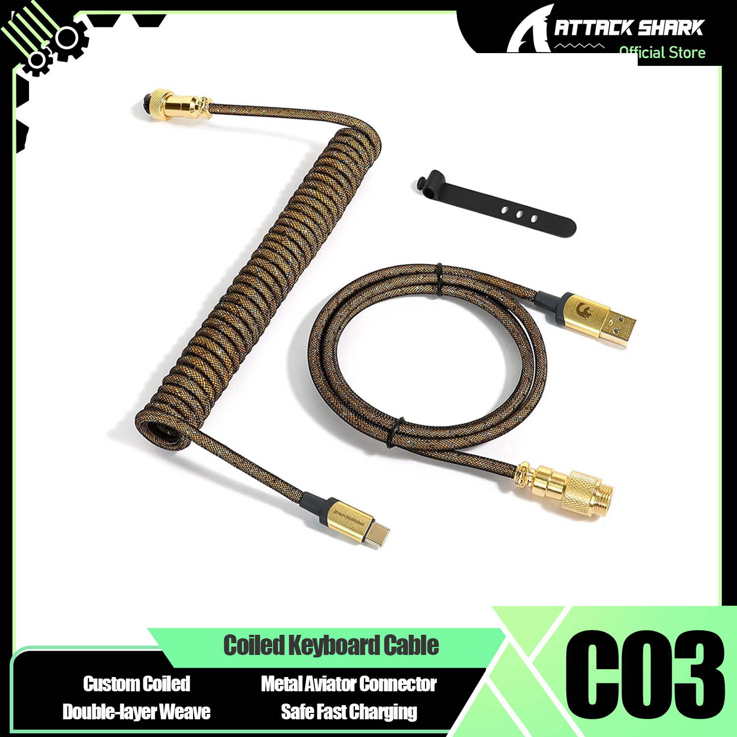 Cable Sleeve Braided - ATTACK SHARK * MAMBASNAKE C03 Coiled