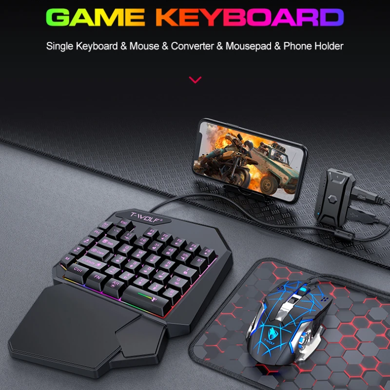 T-WOLF TF900 One Handed Keyboa - Gaming Accessories For Mobile 评论和价格
