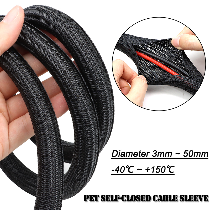 3/5/9m Black PET Braided Sleev - Cable Sleeve Braided 评论和价格