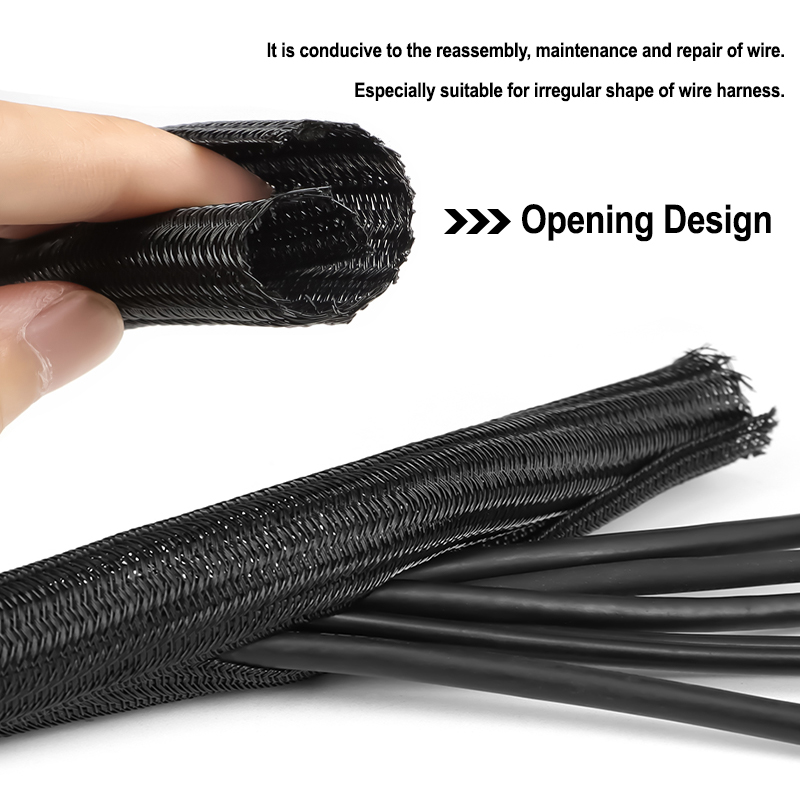 3/5/9m Black PET Braided Sleev - Cable Sleeve Braided 评论和价格