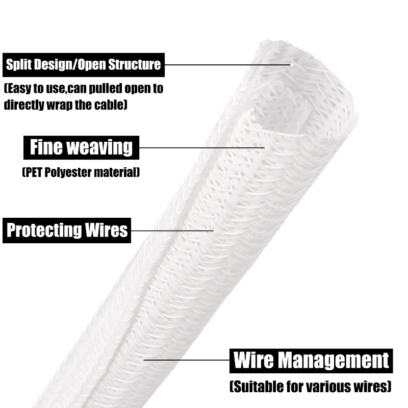 White PET Braided Expandable C - Cable Sleeve Braided 评论和价格