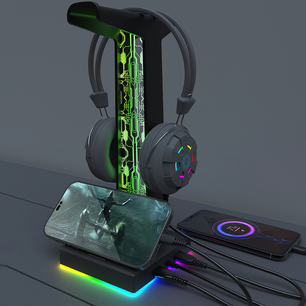 RGB Gaming Headphone Stand Dua - Gaming Equipment Accessories 评论和价格