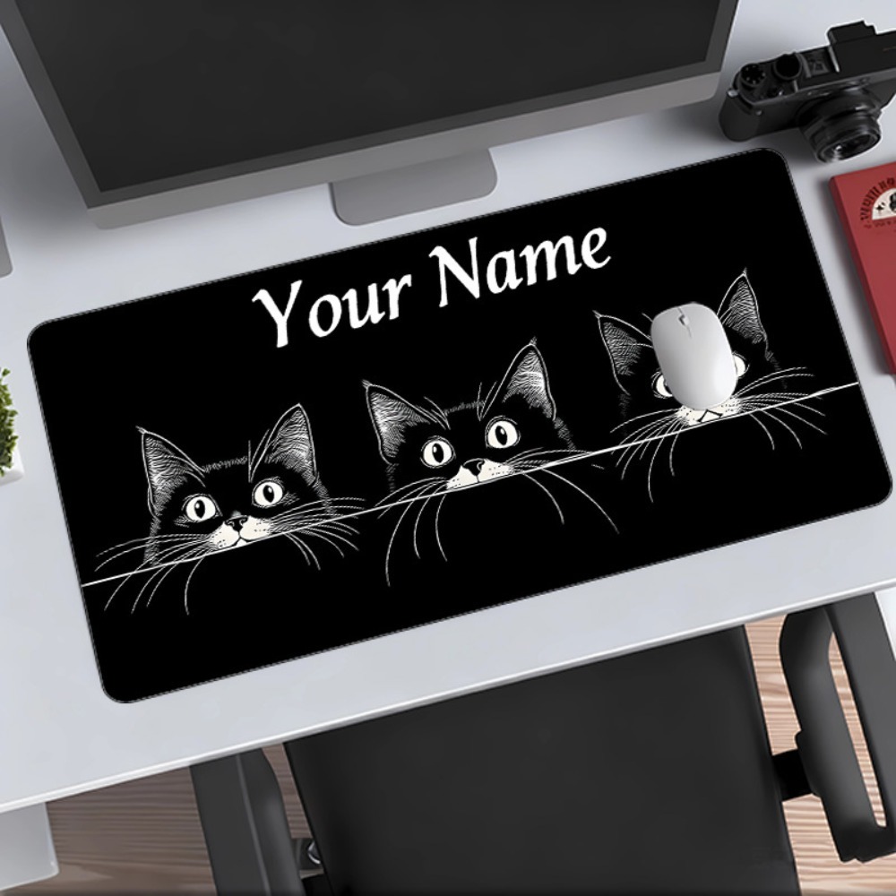 Cute 3 Black Cats Custom Desk  - Gaming Accessories Name 评论和价格